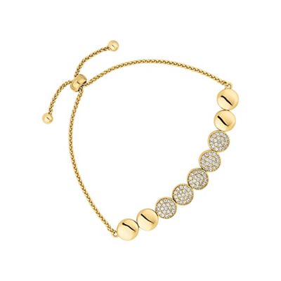 Gold pave circles toggle bracelet